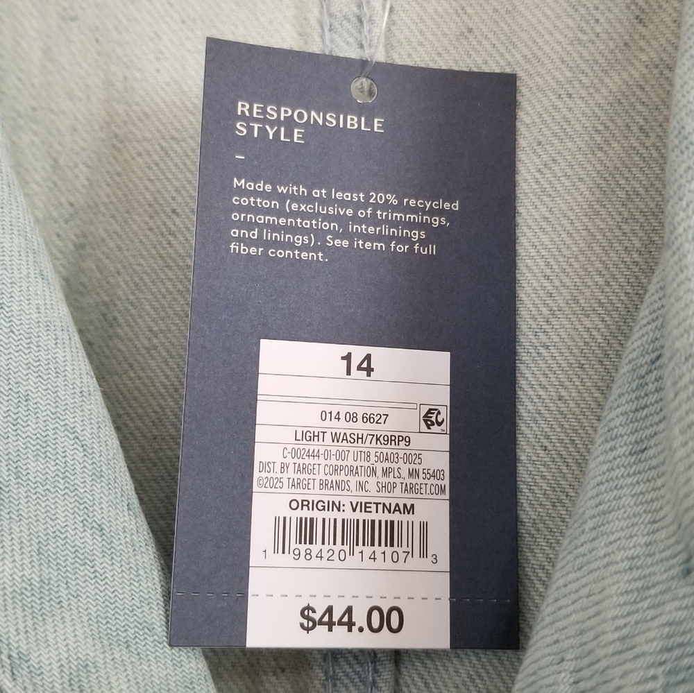 NWT Universal Thread Light Wash Baggy Jumpsuit Size 14 - Picture 7 of 9